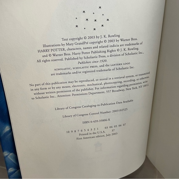 1st Edition 2003 HARRY POTTER And The Order of the Phoenix HC/DJ Book (TS) - Picture 8 of 11